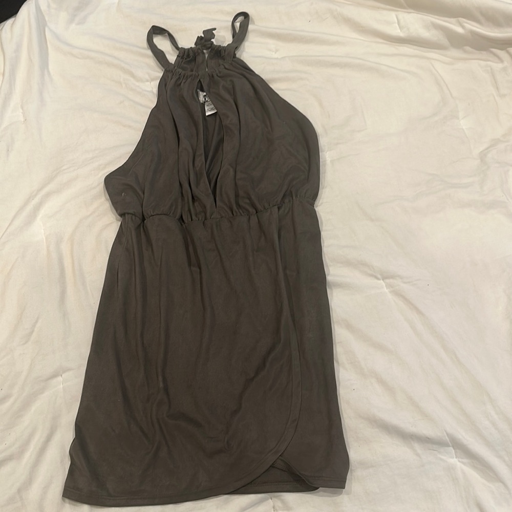 Nightcap dress. Faux suede; 100% cruelty free